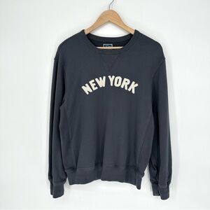 J Crew Garment-dyed French Terry "New York" Graphic Crewneck Sweatshirt, Blue, M